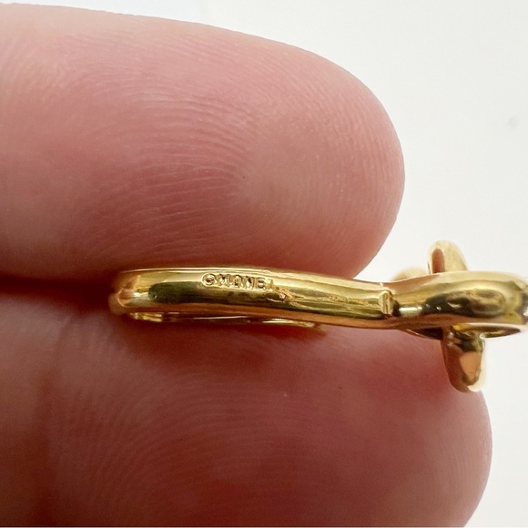 Vintage Monet Signed Geometric Large Charm Chain Collar Necklace Goldtone - Picture 4 of 4